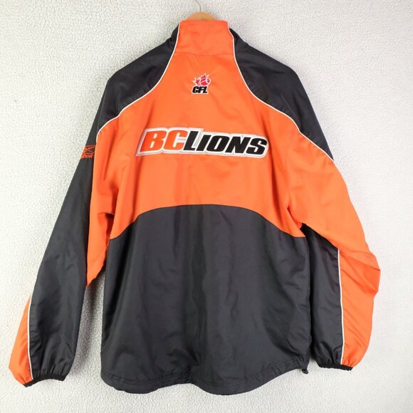 BC Lions Jacket Mens Medium Orange Black Windbreaker Quarter Zip Reebok CFL - Picture 6 of 11